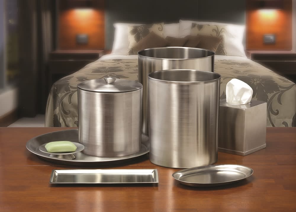GuestSupply US | Prestige Oval Amenity Tray, Stainless Steel